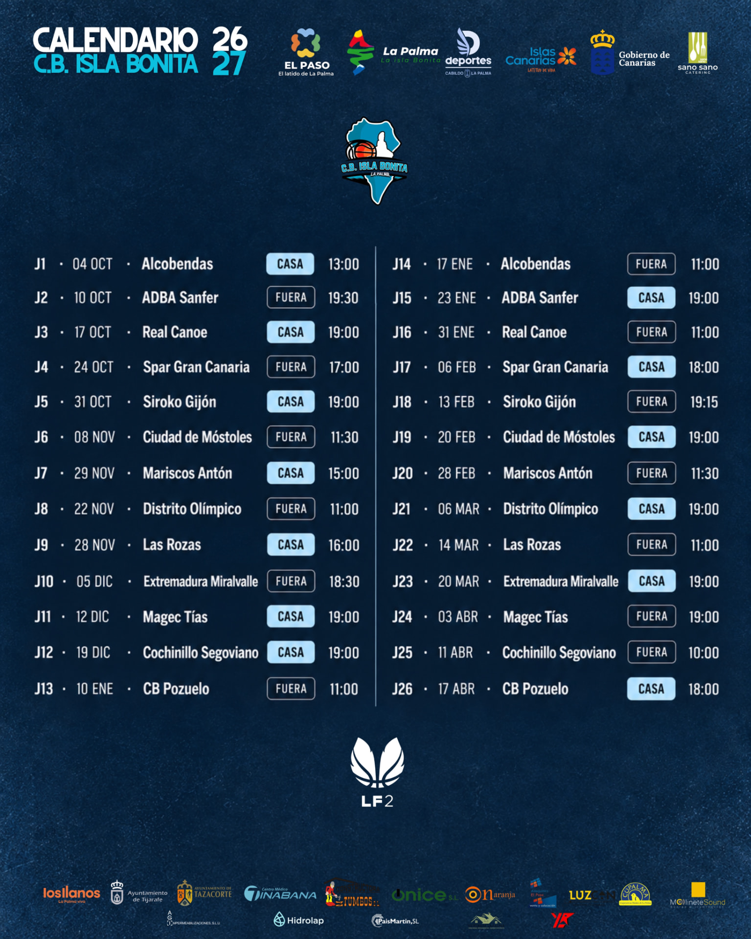 Calendario 2026/27 de Liga Femenina 2, Grupo A